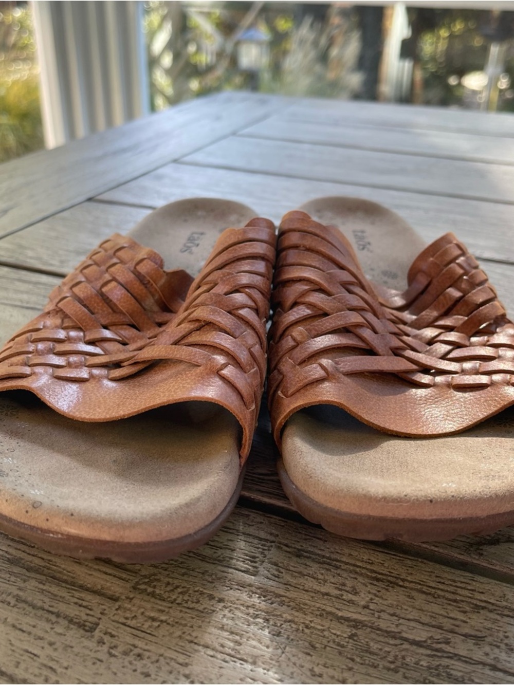Taos Footwear Women's Guru Woven Honey Leather Slide Sandals Size 9 - Picture 7 of 8